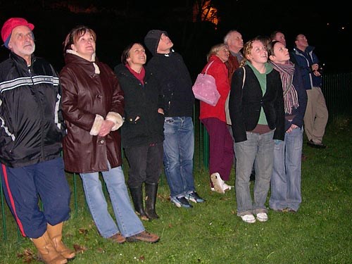 Crowds watch the Firework display on the links