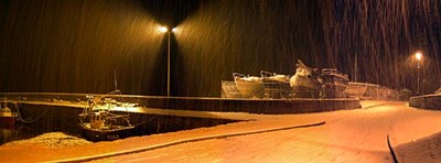 Snowfall at the harbour