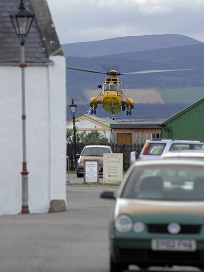 Coastguard helicopter seen from Shore Street