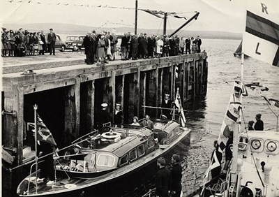 The Queen arriving at Cromarty Harbour