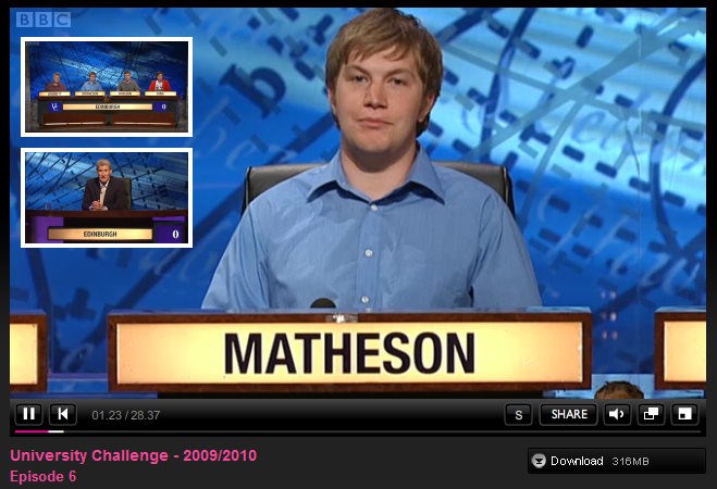 Andrew Matheson on University Challenge