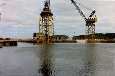 Flooded dock after Highland two floatout - 1975?