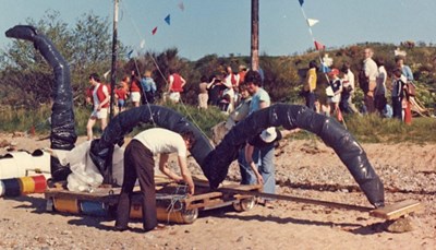 Nessie raft at Shoremills - c1981