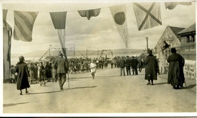 The bottom of Bank St on Gala day - c1930