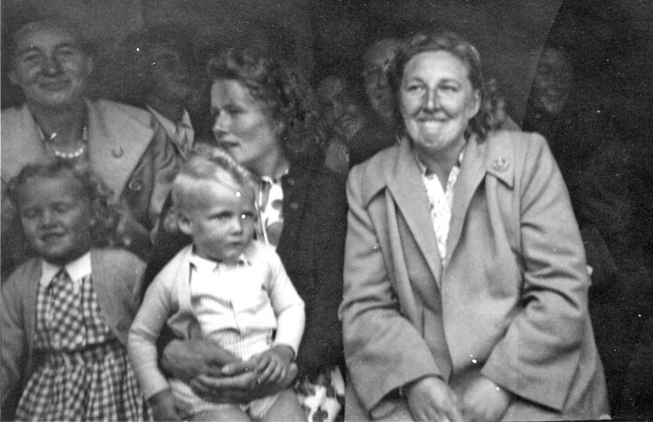 Ferry passengers c1955