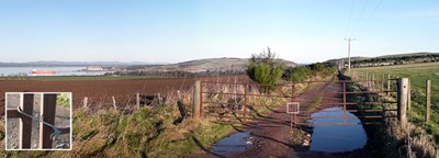 View from the American Road, January 2012 (gate wired shut?)