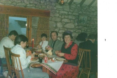 Jean & Andy Young & Family having a meal in The Byre