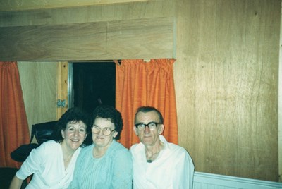 Ann Picket with Elizabeth and Maurice Shepherd in the Byre