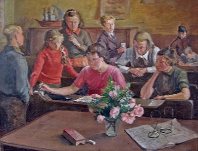 Oil painting done by a teacher at Cromarty School in the 1940s