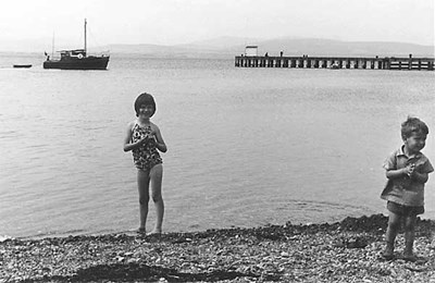 Ruth Davidson and brother on beach