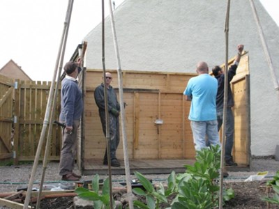 Cromarty Allotments Shed - Three walls and a floor.