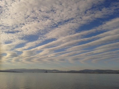 Chevron shaped clouds.