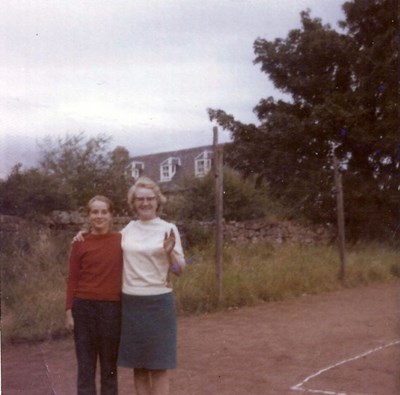 Cynthia and Mrs Bain in the old tennis court