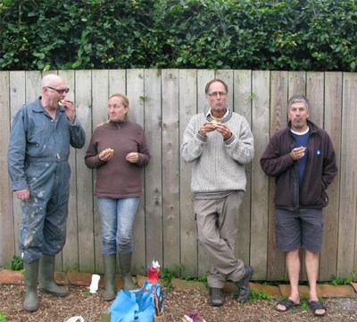 Sausages in the rain at the Cromarty Allotments