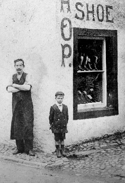 Mr Fraser in front of Shoe Shop