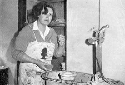 Alison Dunn working in pottery