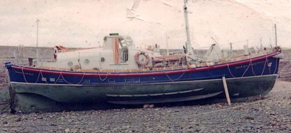 Lifeboat beached for cleaning - c1960
