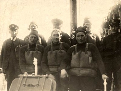 The crew of the James Macfee on its naming day.