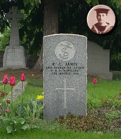 Grave of Able Seaman EC James - 2004