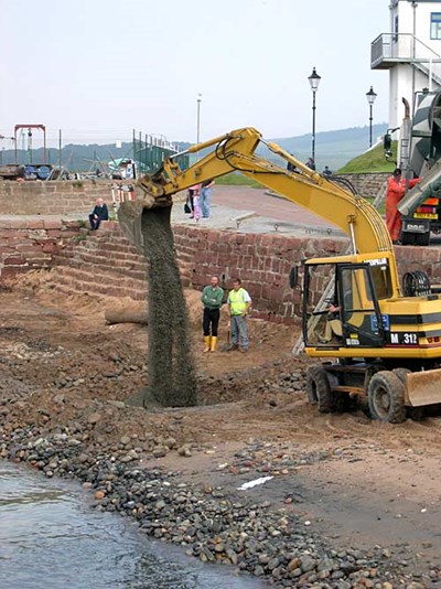 New Support Pier being cemented into place