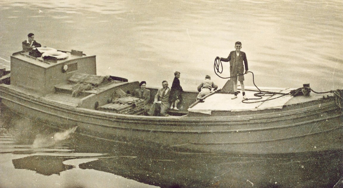 On the 'bowrope' - M. V. Endeavour Entering Cromarty Harbour July 1950