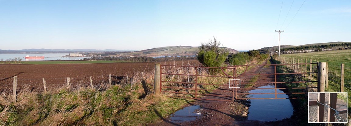 View from the American Road, January 2012 (gate wired shut?)