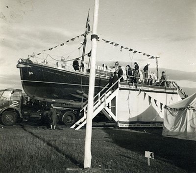 Lifeboat on display - Inverness - 1955