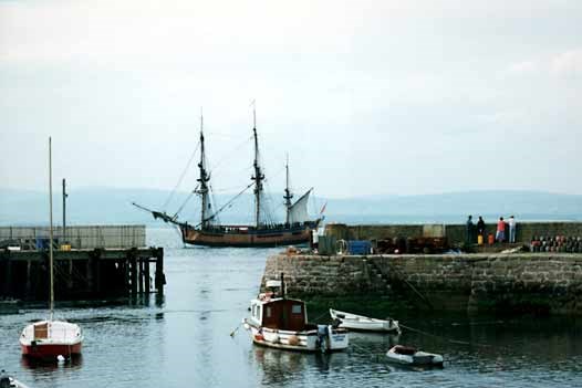 Old Sailing ship by harbour