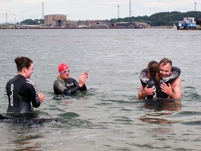 Swimmers celebrate Firth Crossing