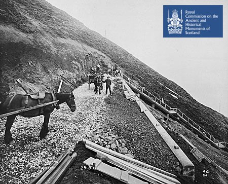 Approach road and steps to battery construction site, Cromarty, 1913