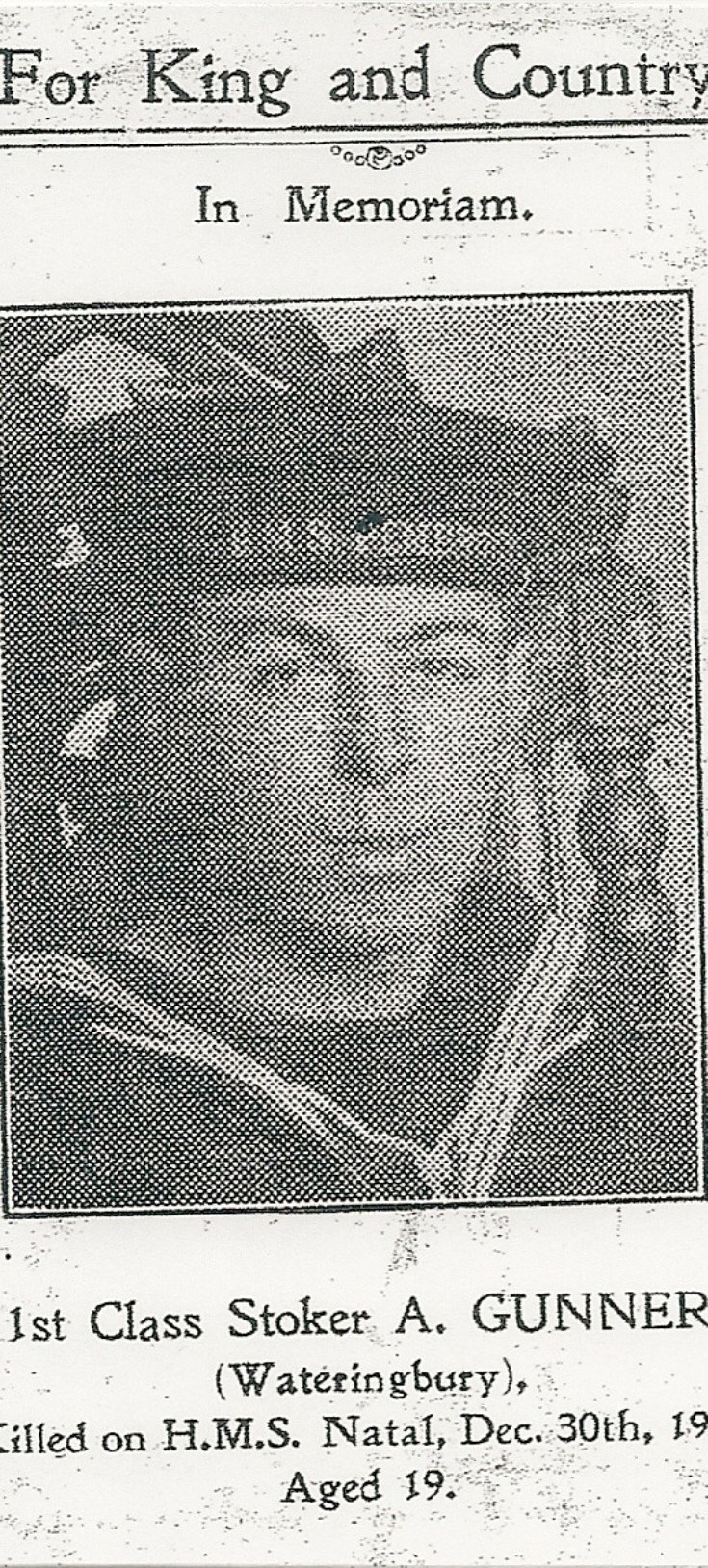 Alfred Gunner - 1st Class Stoker, HMS Natal