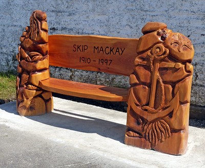 Memorial bench for Skip MacKay 1910-1997