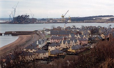 View from the west showing a jacket at Nigg