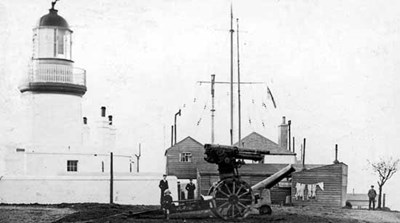 Lighthouse, Coastguard Station and Gun - c1916