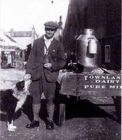 Danny McBean delivering milk - c1936