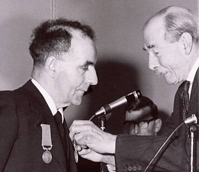 Albert Watson receiving medal - 1960