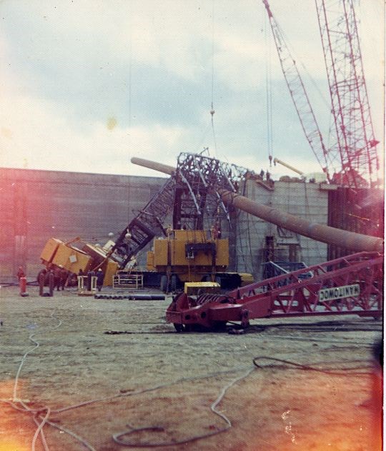 Crane accident in Nigg graving dock - c1980