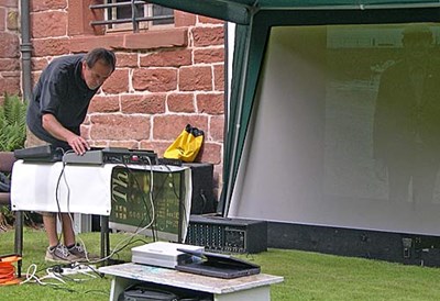 Karel Fialka playing in Cromarty Courthouse Garden